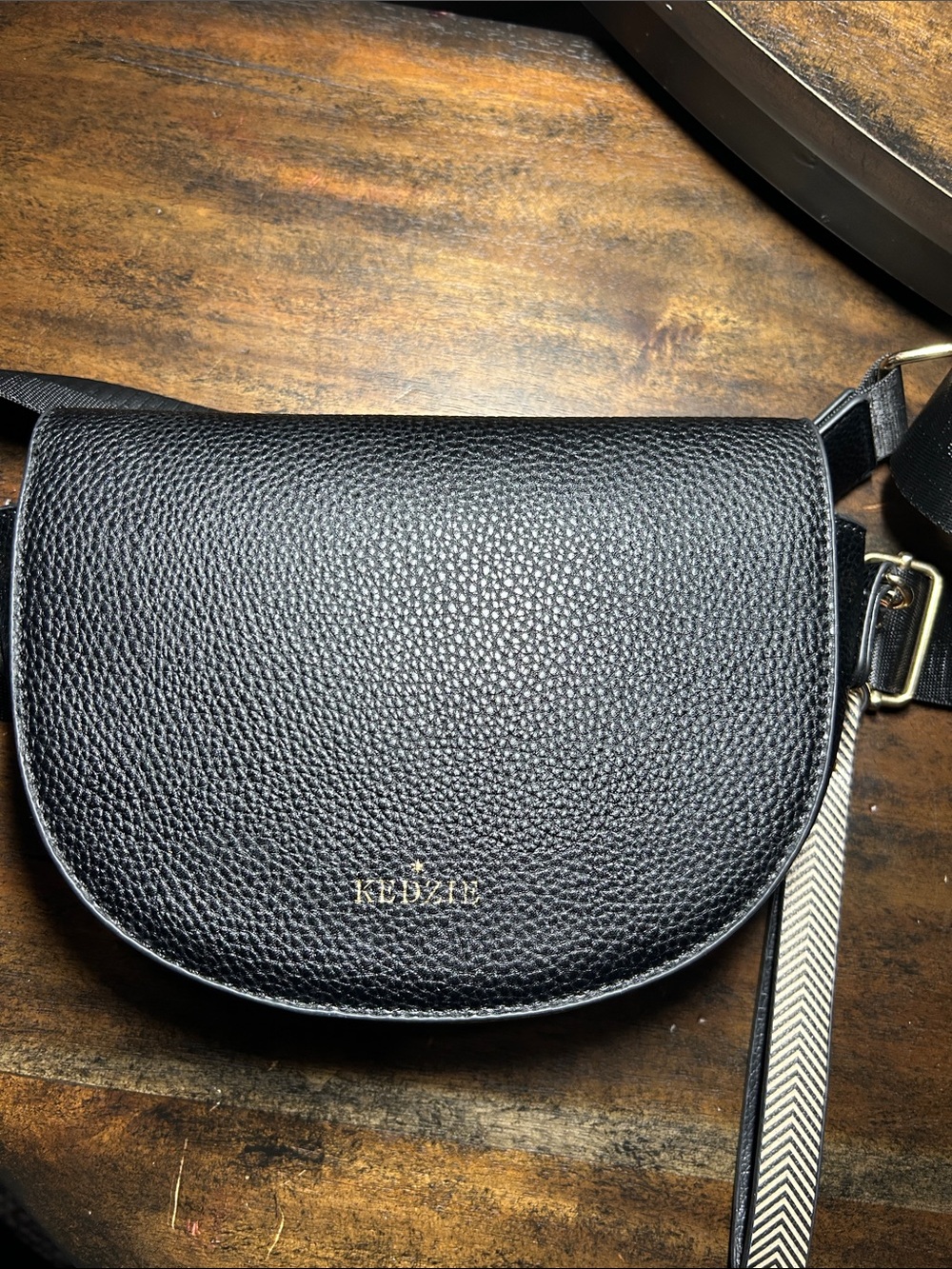 KEDZIE- Black Leather Crossbody Bag - Sleek Everyday Saddle